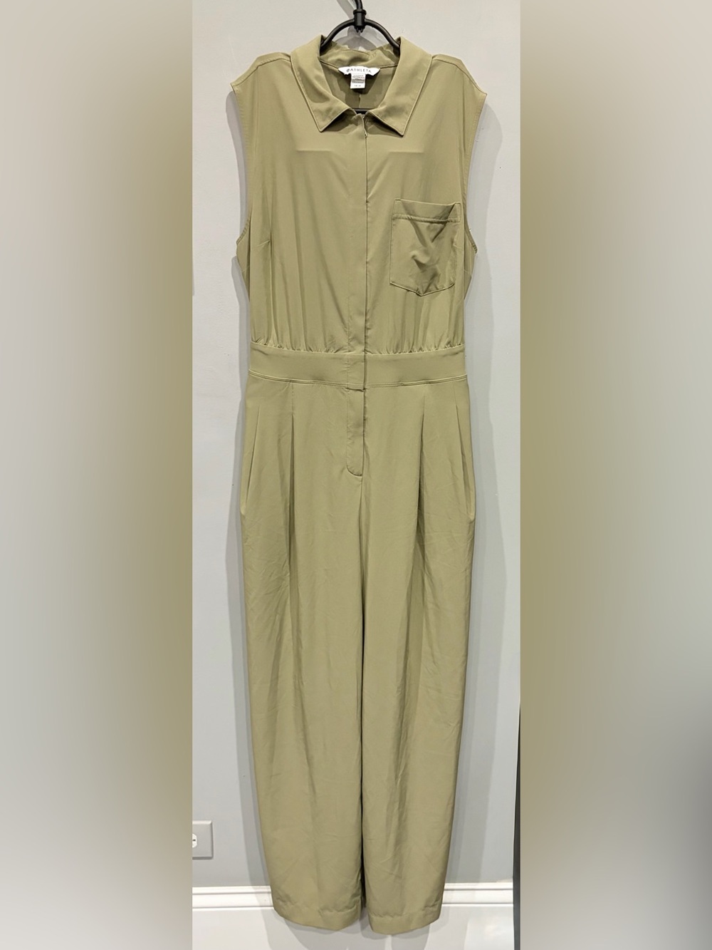 ATHLETA BROOKLYN HEIGHTS WIDE LEG JUMPSUIT IN OLIVE GREEN